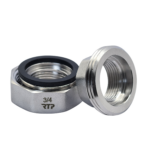 Американка прямая, латунь, внутренняя/внутренняя резьба  3/4", еврослот, никель, RTP