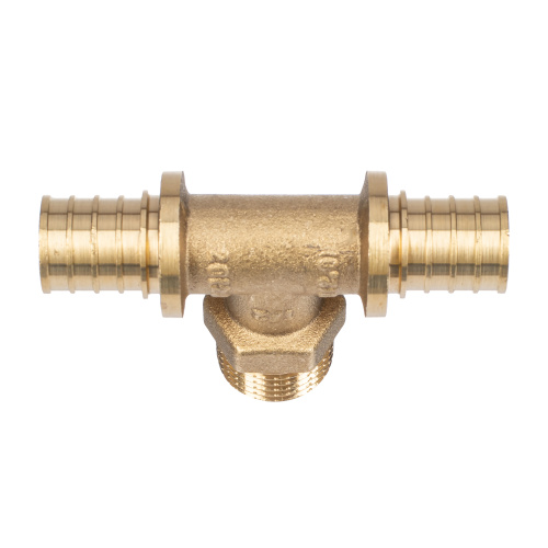 Тройник аксиальный, латунь, наружная резьба,20х1/2", желтый, RTP