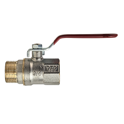 Кран шаровой ручка рычаг, латунь, внутренняя/наружная резьба  3/4",PN25 еврослот, никель, РТП