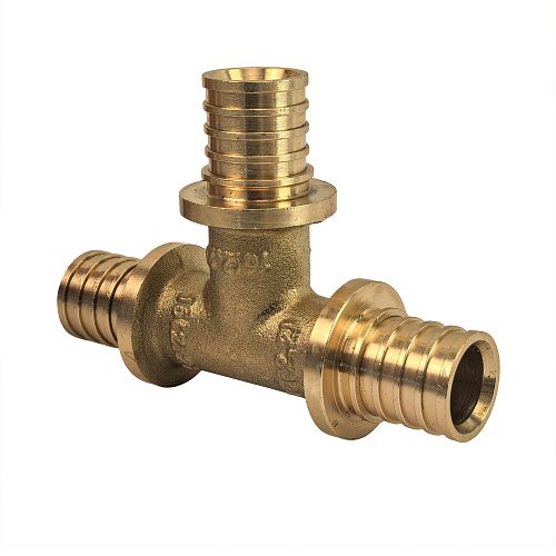 Тройник аксиальный, латунь,25, желтый, RTP