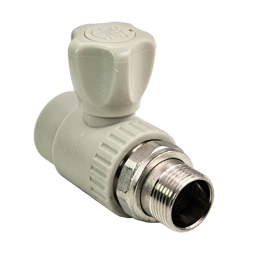 Кран шаровой для радиатора прямой PPR 25х3/4,  серый, РТП