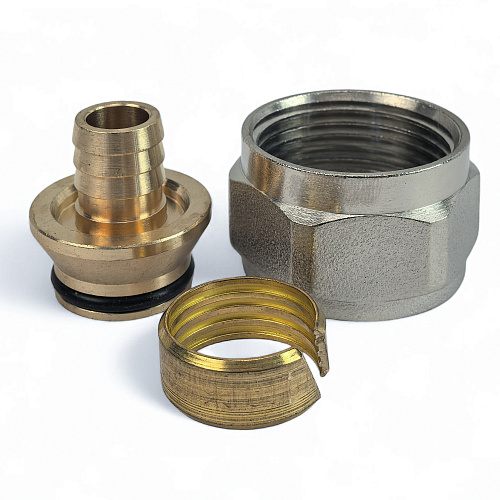 Соединитель евроконус аксиальный, латунь,16х2,0х3/4", желтый, RTP