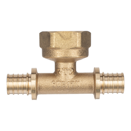 Тройник аксиальный, латунь, внутренняя резьба,16х3/4", желтый, RTP