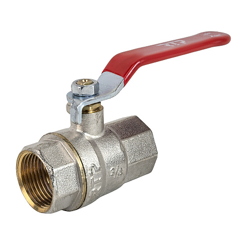 Кран шаровой ручка рычаг, латунь, внутренняя/внутренняя резьба  3/4",PN40 еврослот, никель, РТП