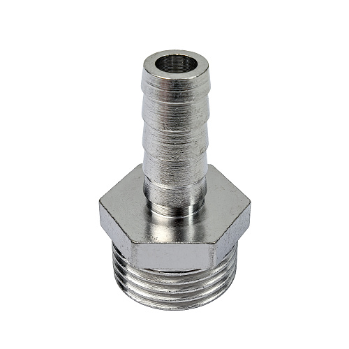 Штуцер для шланга, латунь, наружная резьба 10х1/2", никель, RTP