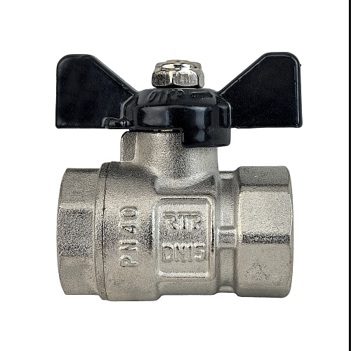 Кран шаровой ГОСТ ручка бабочка, латунь, внутренняя/внутренняя резьба 1",PN40 никель, RTP