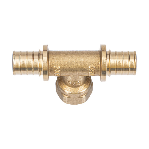 Тройник аксиальный, латунь, внутренняя резьба,20х1/2", желтый, RTP