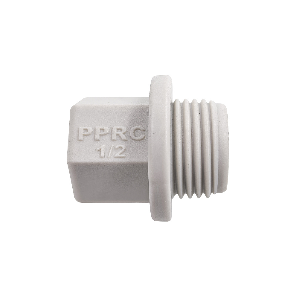Заглушка резьбовая PPR  1/2", PN25 серый, РТП