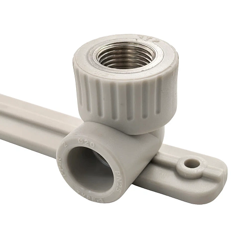 Угольник комбинированный под смеситель PPR внутренняя резьба 20х 1/2,  серый, РТП