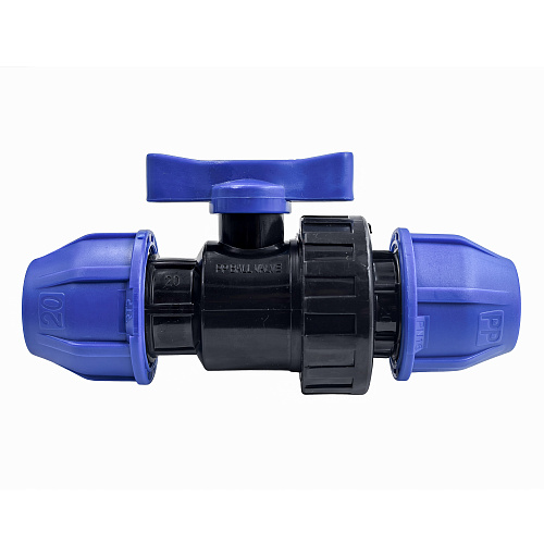 Кран шаровой компрессионный, полипропилен 20, для полиэтиленовых труб, РТП