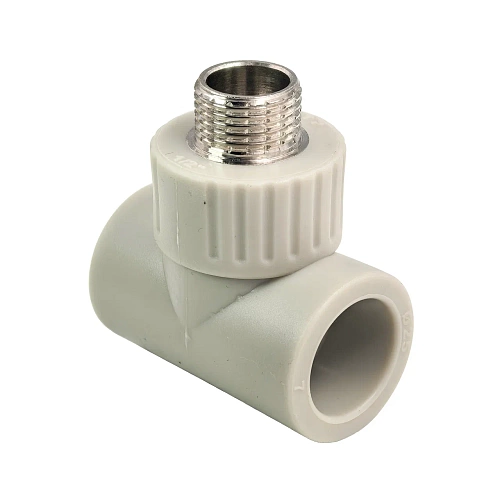 Тройник комбинированный PPR наружная резьба 25х 1/2, серый, РТП