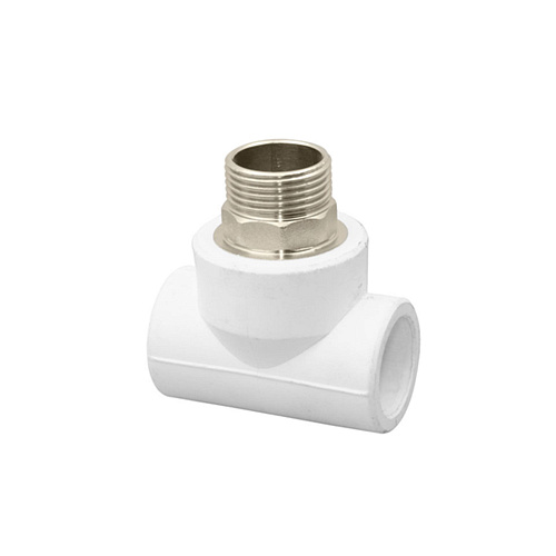 Тройник комбинированный под ключ PPR наружная резьба 50х1 1/2, белый, РТП
