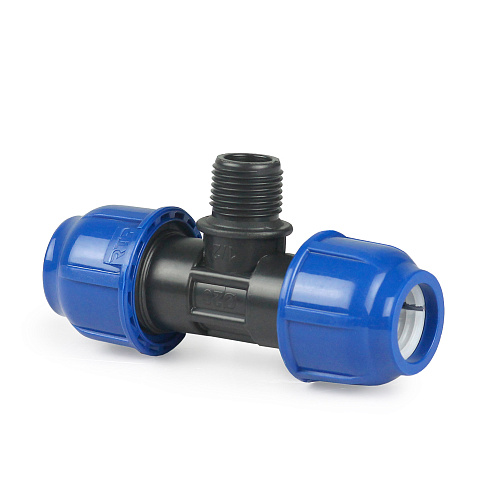 Тройник компрессионный, полипропилен наружная резьба 25х1", для полиэтиленовых труб, РТП