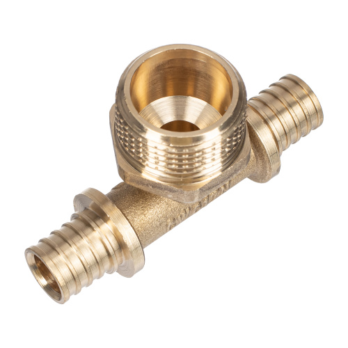 Тройник аксиальный, латунь, наружная резьба,16х3/4", желтый, RTP