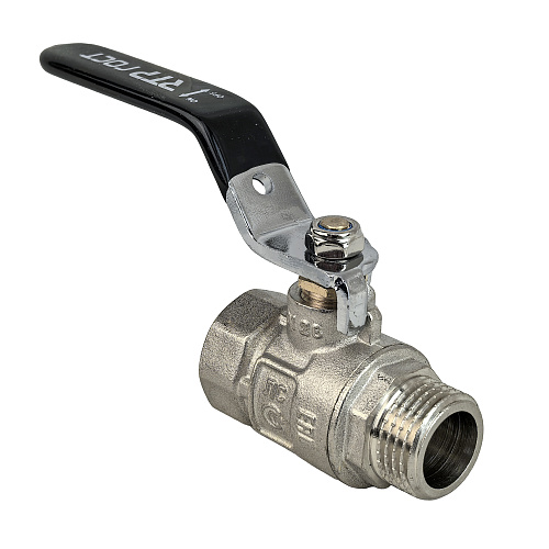 Кран шаровой ГОСТ ручка рычаг, латунь, внутренняя/наружная резьба 1",PN40 никель, RTP