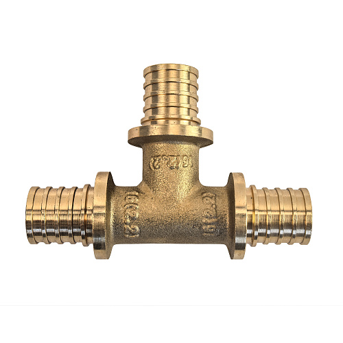 Тройник аксиальный, латунь,25, желтый, RTP