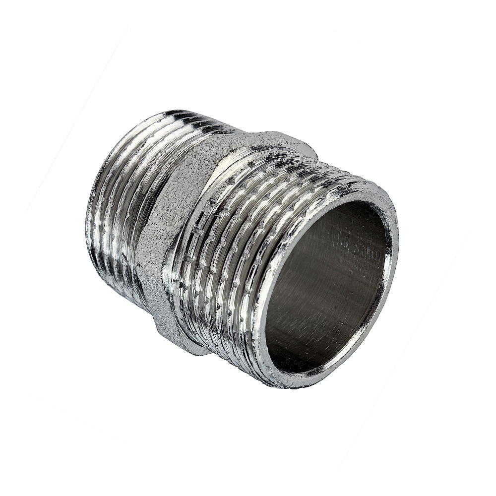 Ниппель, латунь, наружная резьба  3/4", никель, РТП