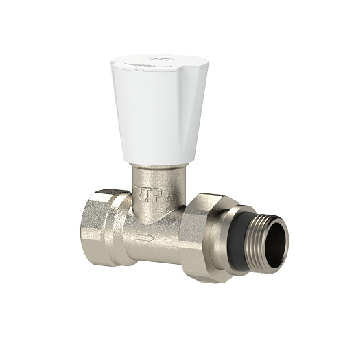 Вентиль для радиатора прямой с прокладкой, латунь  1/2", еврослот, никель, RTP