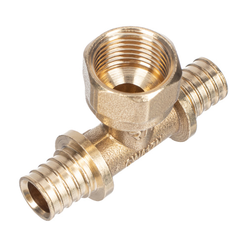 Тройник аксиальный, латунь, внутренняя резьба,16х1/2", желтый, RTP