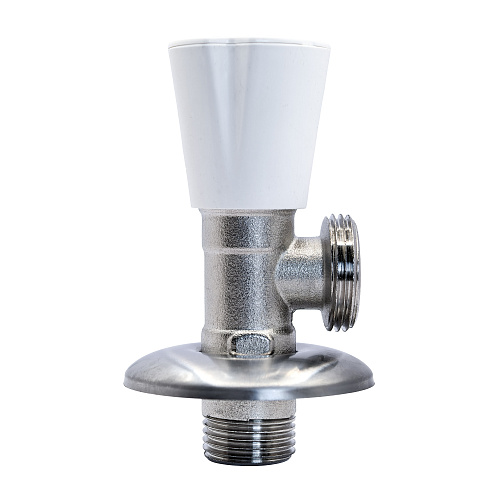 Вентиль угловой удлиненный, латунь 1/2"х3/4", еврослот, никель, РТП