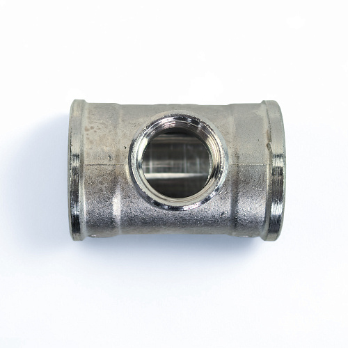 Тройник переходной, латунь, внутренняя/внутренняя/внутренняя резьба 3/4"х1/2"х3/4", никель, РТП