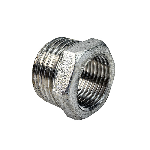 Футорка, латунь, наружная/внутренняя резьба 1/2"х3/8", никель, РТП