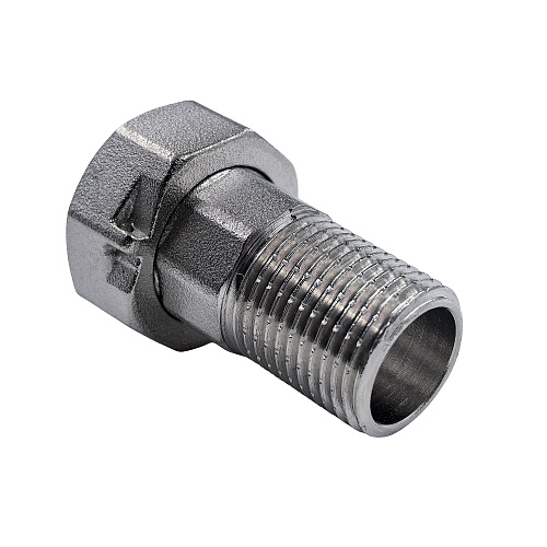 Штуцер для присоединения счетчика воды, латунь, наружная резьба 1/2" L 40, еврослот, никель, RTP