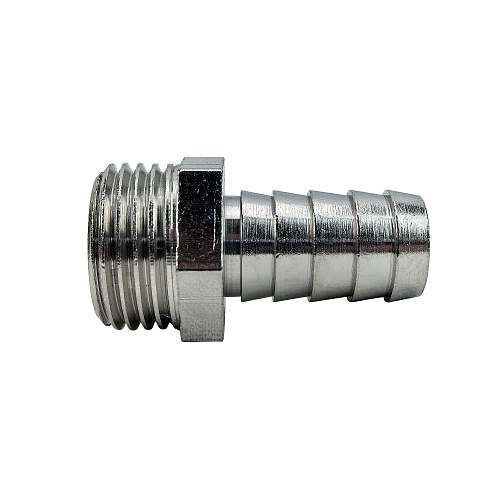 Штуцер для шланга, латунь, наружная резьба 14х1/2", никель, RTP