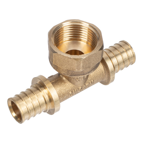 Тройник аксиальный, латунь, внутренняя резьба,20х3/4", желтый, RTP