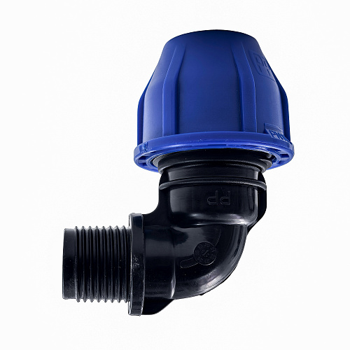 Отвод компрессионный, полипропилен наружная резьба 20х 1/2", для полиэтиленовых труб, РТП