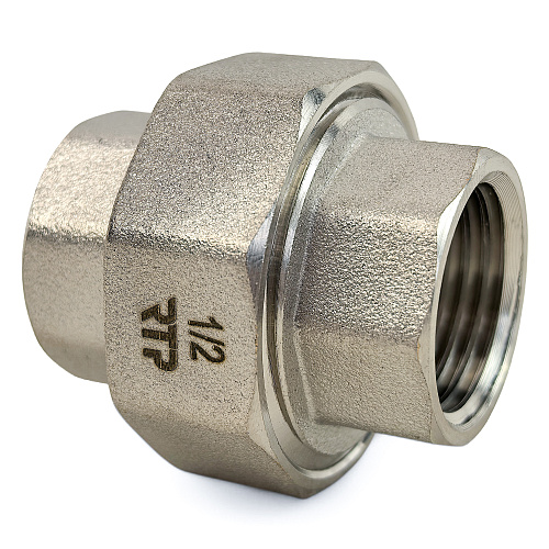 Американка прямая, латунь, внутренняя/внутренняя резьба  1/2", никель, RTP