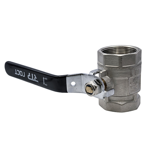 Кран шаровой ГОСТ ручка рычаг, латунь, внутренняя/внутренняя резьба 1_1/2",PN25 никель, RTP