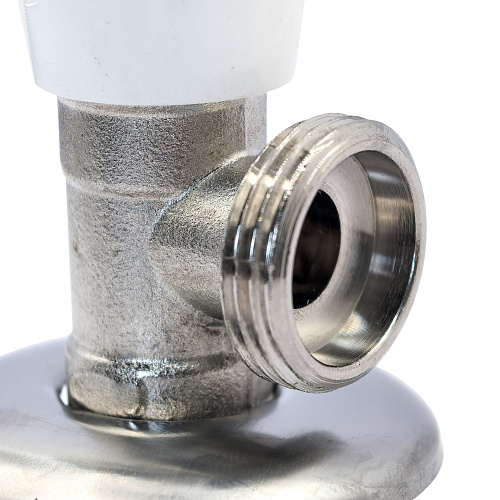 Вентиль угловой удлиненный, латунь 1/2"х3/4", еврослот, никель, РТП