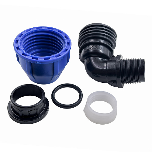 Отвод компрессионный, полипропилен наружная резьба 20х 1/2", для полиэтиленовых труб, РТП